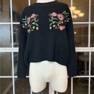 Woven Heart Floral Knit Sweater – Women’s XS